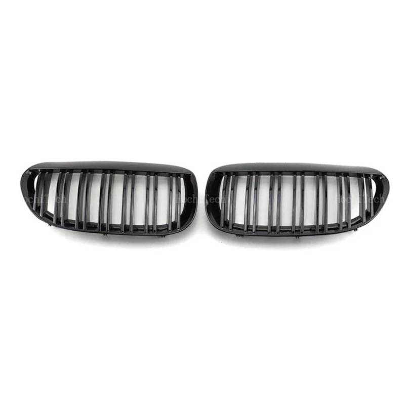 Auto Front Nieren Kühlergrill Look Auto-Kühlergrill, vorne, Niere, glänzend, 2 Linien, Doppellamellen, für 6er-Serie E63 E64 2004–2010, Ersatz von YQZGRD