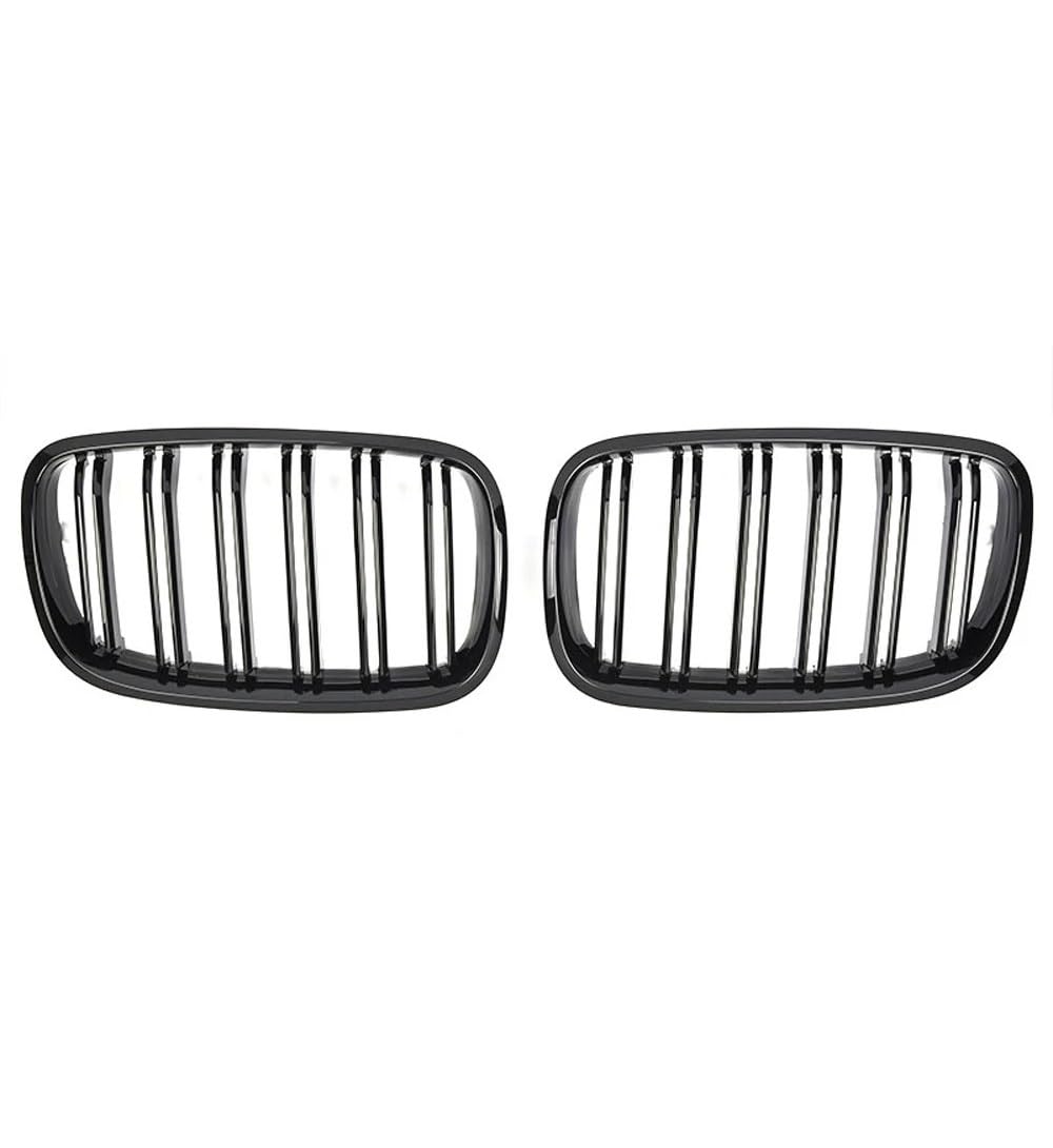 Auto Front Nieren Kühlergrill Look Auto-Kühlergrill, vorne, Niere, glänzend, 2 Linien, Doppellamellen, für X5 E70 2007–2013, X6 E71 E72 2008–2014, Autozubehör von YQZGRD