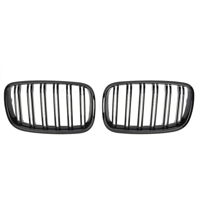 Auto Front Nieren Kühlergrill Look Auto-Kühlergrill, vorne, Niere, glänzend, 2 Linien, Doppellamellen, für X5 E70 2007–2013, X6 E71 E72 2008–2014, Autozubehör von YQZGRD