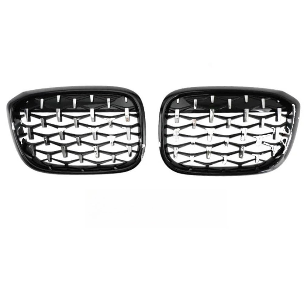 Auto Front Nieren Kühlergrill Silberner und schwarzer Diamant-Stil, Auto-Frontstoßstangengrill, Nierengitter, 2 Stück, für X3 X4 G01 G02 G08 2017–2021 von YQZGRD