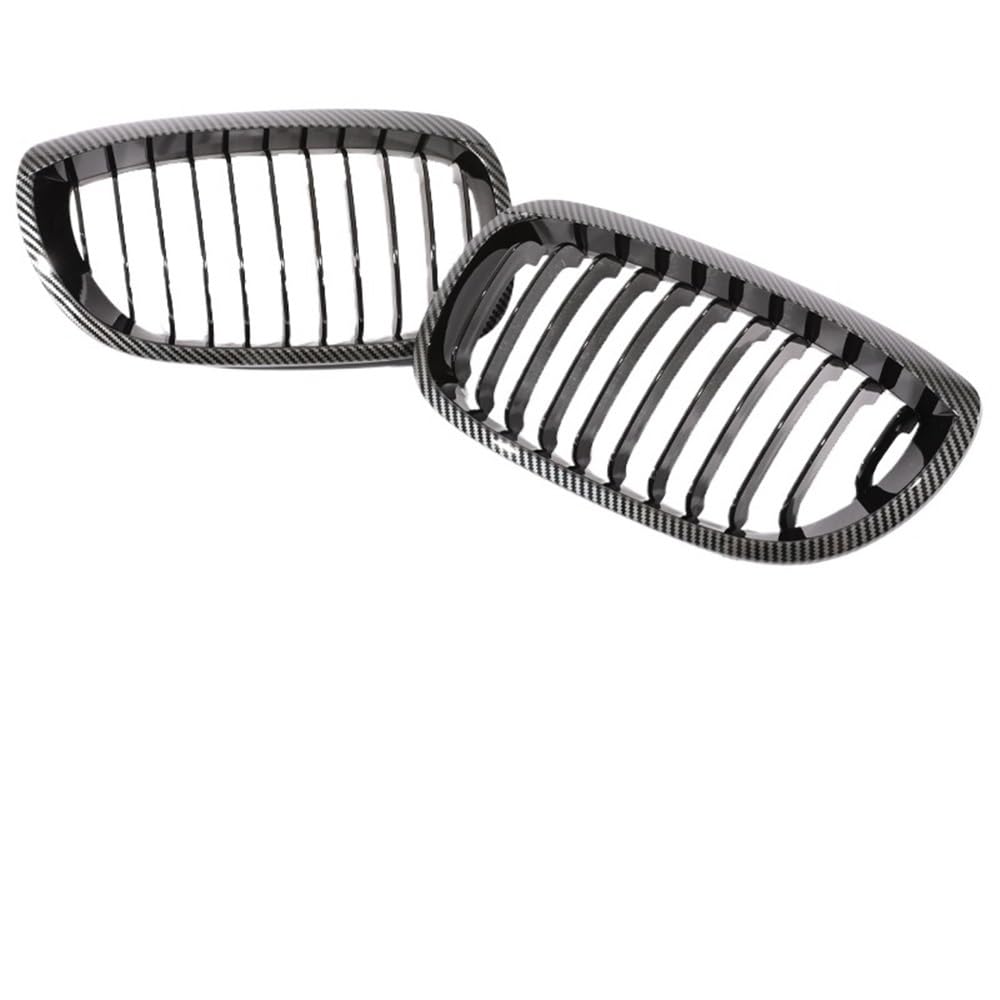 Auto Front Nieren Kühlergrill Vorne Unten Doppel Lamellen Chrom Schwarz Grill Für 3 Serie E46 2004-2007 Carbon Kühlergrill Abdeckung 2/4 türen Auto Zubehör von YQZGRD