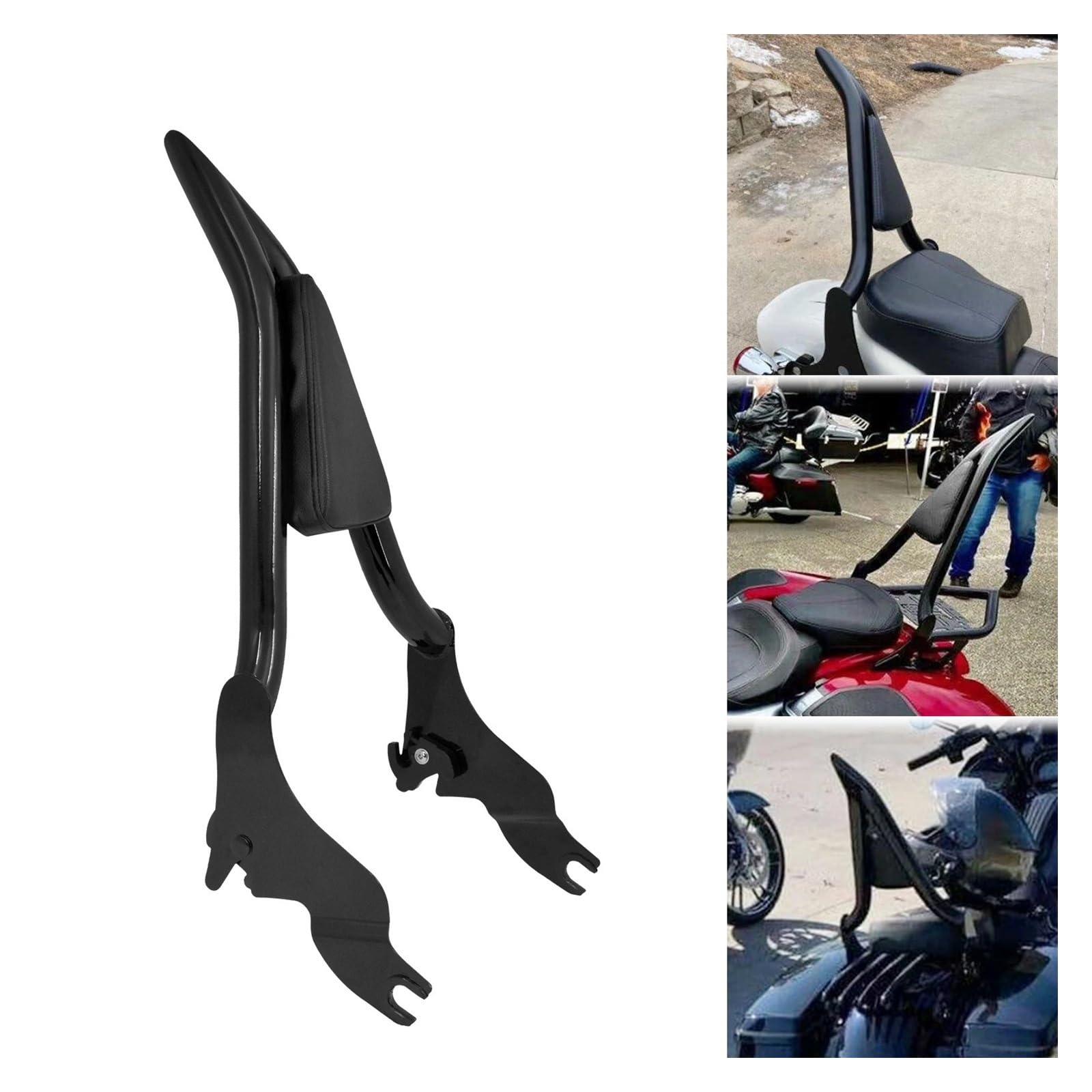 Gepäckträger Rückenkissen Beifahrer Motorrad Abnehmbare Sissy Bar Passagier Rückenlehne Für H&Arley Für Touring Für Road King Street Electra Glide Ultra 09-21 von YQZGRD