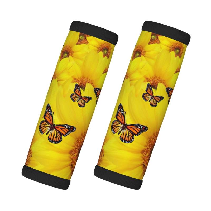 Gepäckgriff-Umwicklung mit gelben Blumen und Schmetterlingen, 2 Stück von YQxwJL