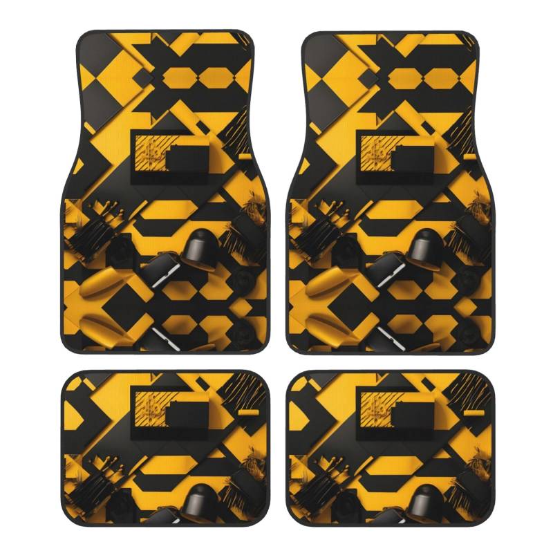 Mustard Yellow and Black Print Car Floor Mats,Carpet Floor Mats for Cars,Heavy Duty Protection for Most Cars,SUVs,Trucks von YQxwJL