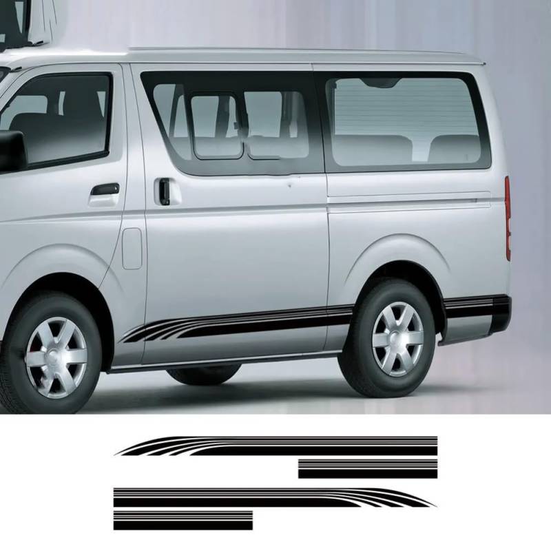 2pcs Auto Aufkleber Tür Seitenschweller Aufkleber, für Toyota Hiace Bus Sport Streifen Dekoration Vinyl Film Tuning Auto Zubehör von YREAJZVS