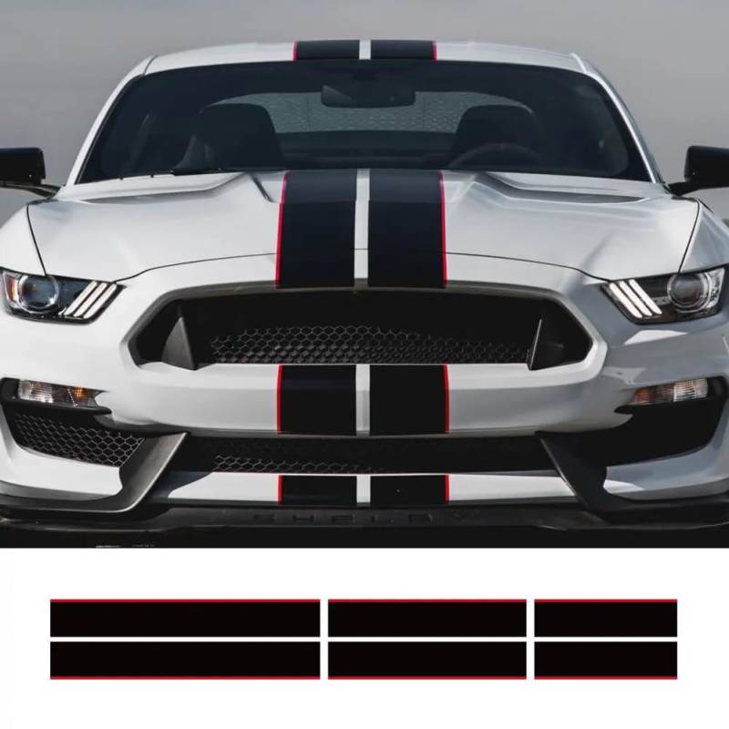 3Pcs Auto Aufkleber, für Ford Mustang GT500 GT350 GT Grafik Streifen Kit Vinyl Tuning Abdeckung Auto Motorhaube Bonent Dach Heck Dekor Aufkleber von YREAJZVS