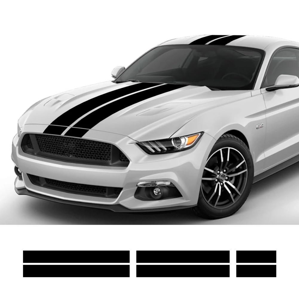 3Pcs Auto Aufkleber Auto Motorhaube Bonent Dach Heck Dekor Aufkleber Grafik Streifen Kit Vinyl Tuning Abdeckung, für Ford Mustang GT500 GT350 GT von YREAJZVS