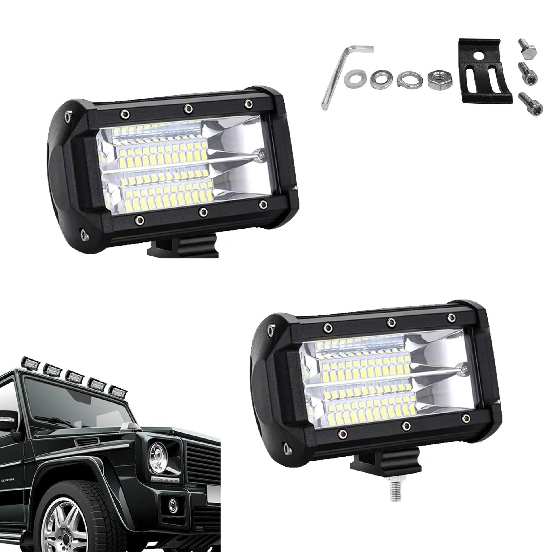 YRHome 72W LED Arbeitsscheinwerfer Scheinwerfer Strahler Flutlicht Offroad Arbeitslicht IP67 Wasserdicht 10-30V 6000K Für LKW UTV SUV (2 x 72W) Kaltweiß von YRHome