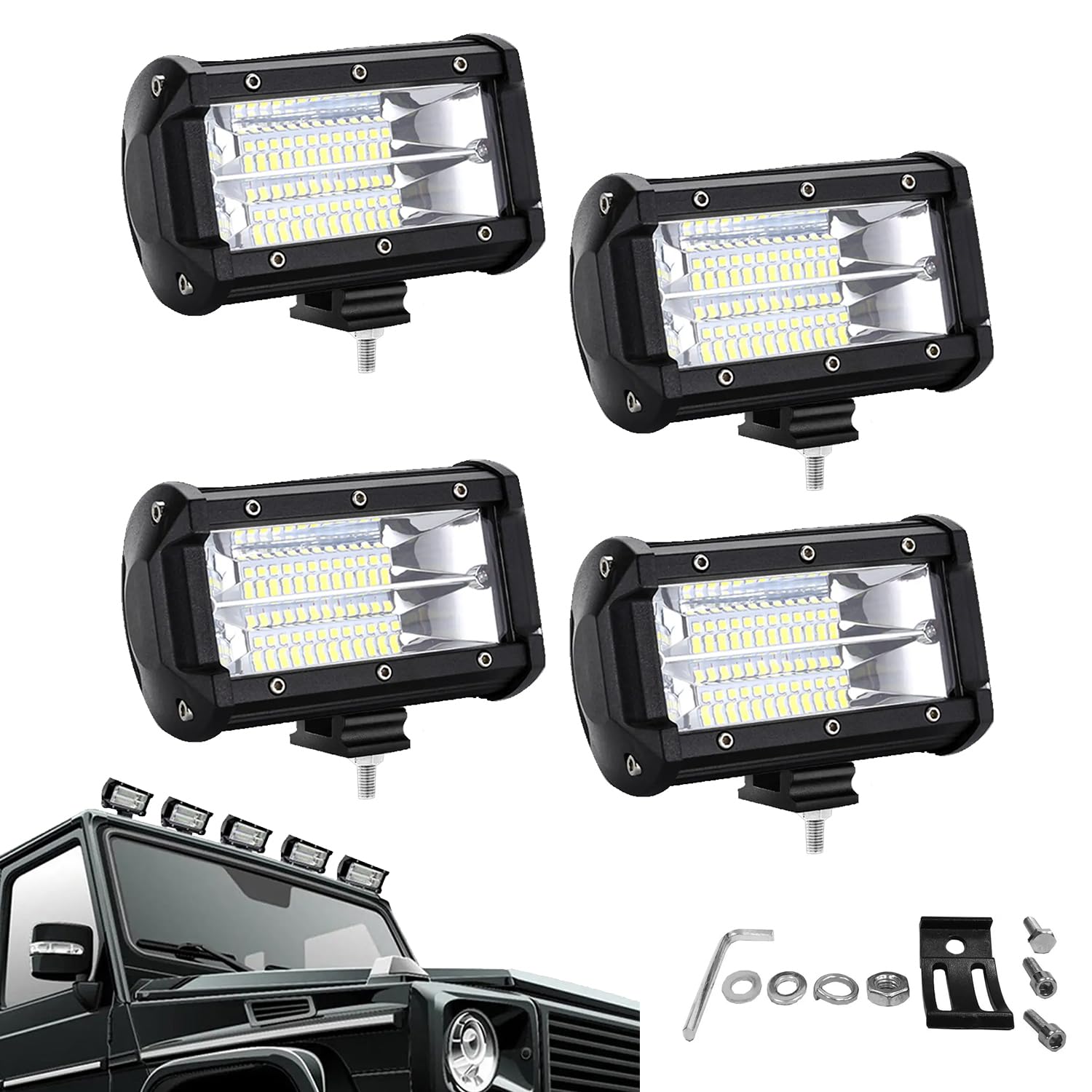 YRHome 72W LED Arbeitsscheinwerfer Scheinwerfer Strahler Flutlicht Offroad Arbeitslicht IP67 Wasserdicht 10-30V 6000K Für LKW UTV SUV (4 x 72W) Kaltweiß von YRHome