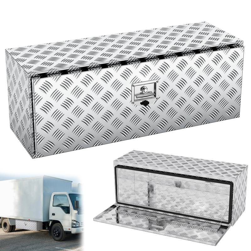 YRHome Aluminium Unterboden-Lkw-Box Pickup-Aufbewahrungsbox Wasserdicht Mit Schloss, T-förmigem Griff Aluminium-Truckbox Für Lkw, Anhänger, Pick-up,Wohnmobile 121.5x36x40.5 CM von YRHome