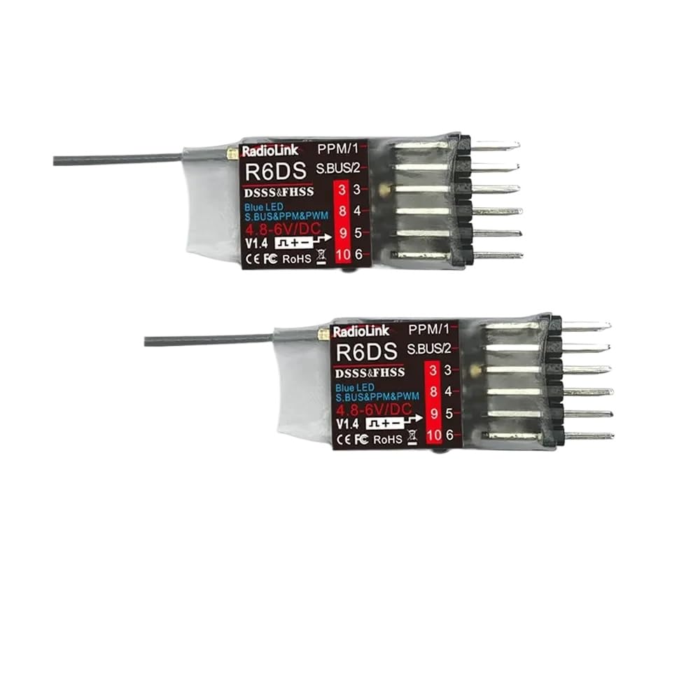 R6DS 2,4G 6CH Empfänger mit PPM PWM SBUS Ausgang kompatibel mit AT9 AT9S AT10 AT10II Sender(2PCS) von YRcEKH