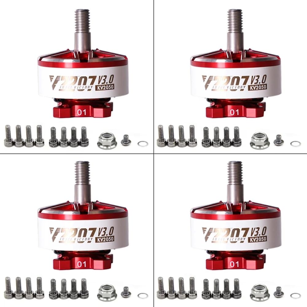 V2207 V3 Bürstenloser Motor KV1750 KV1950 KV2050 KV2550 Kompatibel mit 4-6S RC Racing Drone Quadcopter Teilen 1 bis 4 Packungen(4PCS KV2050) von YRcEKH