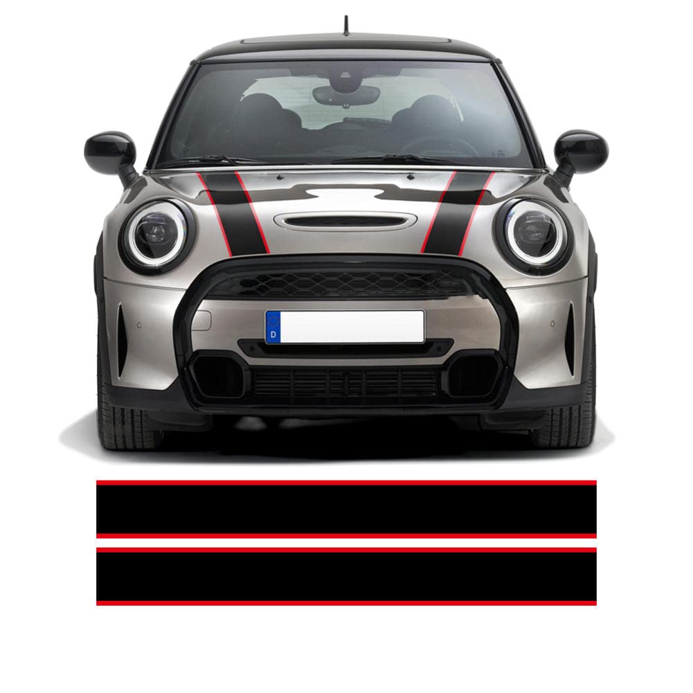 Motorhaube Aufkleber Motorabdeckung Rally Line Motorhaube Streifen Aufkleber,Für Mini Cooper R55 R56 R57 R58 R59 R60 R50 R52 R53 F54 F55 F56 F60 (Autokarosserieaufkleber) von YSLR