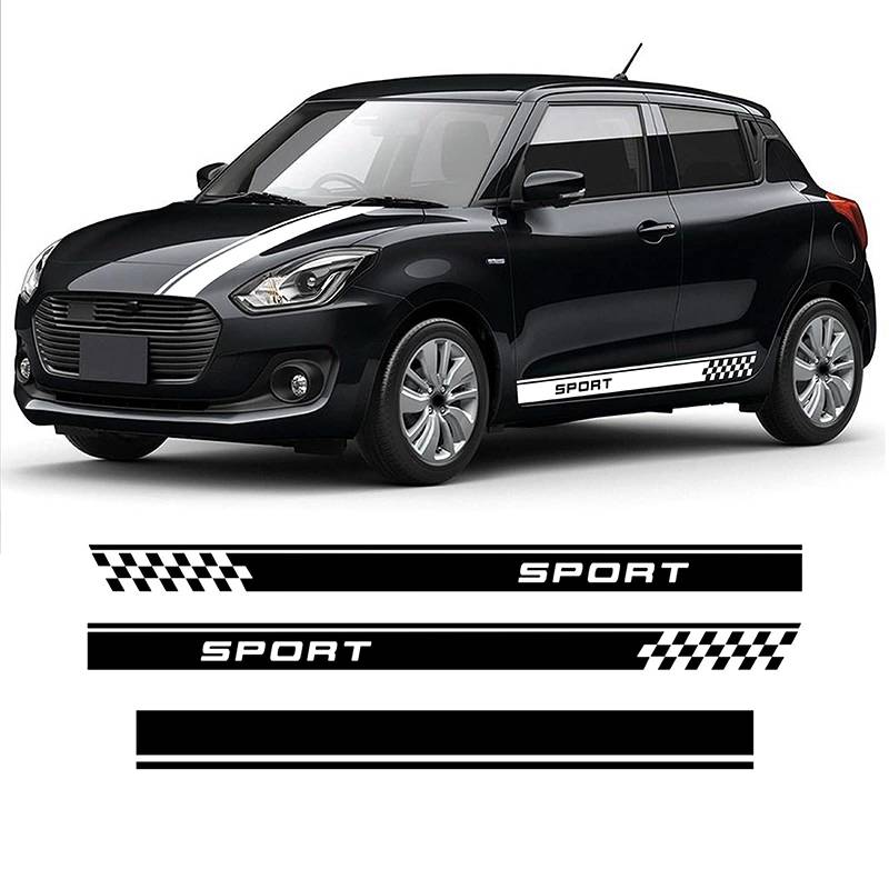 YSLR Seitenschweller Aufkleber für Suzuki Swift Sport 2017-2020, Schwarz, PVC, Karosserie, Tür, Seitenspiegel, Seitenkörper von YSLR