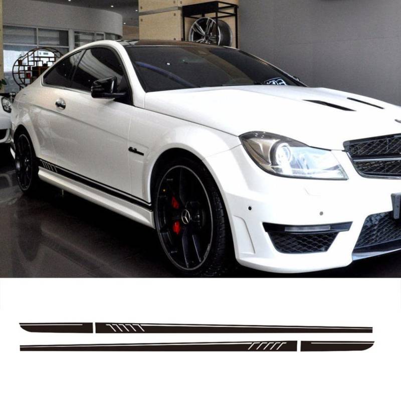 Seitenschweller Racing Stripes Vinyl Aufkleber Aufkleber, für Mercedes Benz W204 S204 Coupe C63 AMG C180 C200 C230 C280 C300 C320 (Autoaufkleber) von YSLR