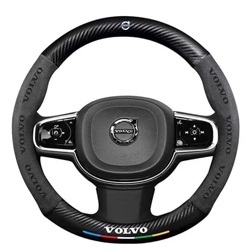 Auto Lenkradbezug für Volvo V50 2007-2012, Anti-Rutsch Atmungsaktiv langlebiger Auto Lenkrad Schutzhülle, Lenkradbezug Lenkradschutz, Auto Innere Zubehör,D Suede Black von YSNFDN