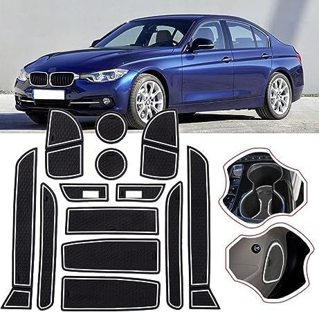 Auto Gummimatten Antirutschmatten,für BMW 3 Series F30 2016-2018,Mittelkonsole,Türnaht,Getränkehalter Matte,White von YSOLDA