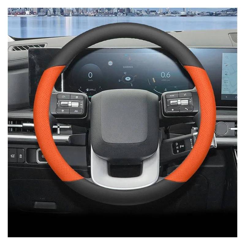 Auto Lenkradbezug Auto Lenkrad Abdeckung Ultra Dünne Atmungsaktive Auto Innen Zubehör Für Hyundai Für Santafe Lenkrad Abdeckung(Black Orange) von YSQOFDNFD