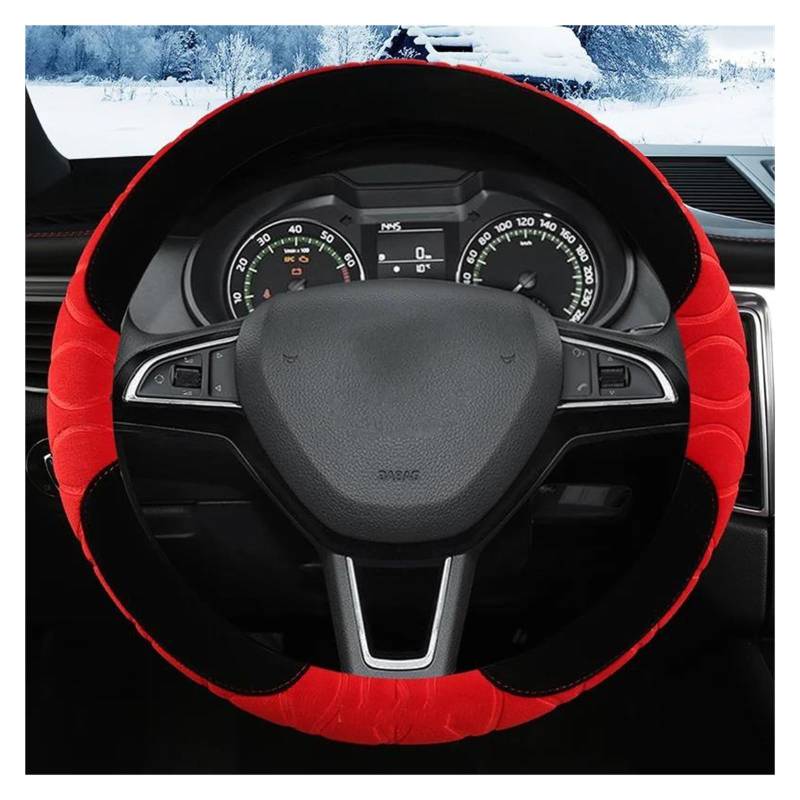 Auto Lenkradbezug Auto Lenkrad Abdeckung Winter Plüsch Für Skoda Für Superb Für YETI Für Karoq Für Kamiq 2015-2021 Lenkrad Abdeckung(RED O) von YSQOFDNFD