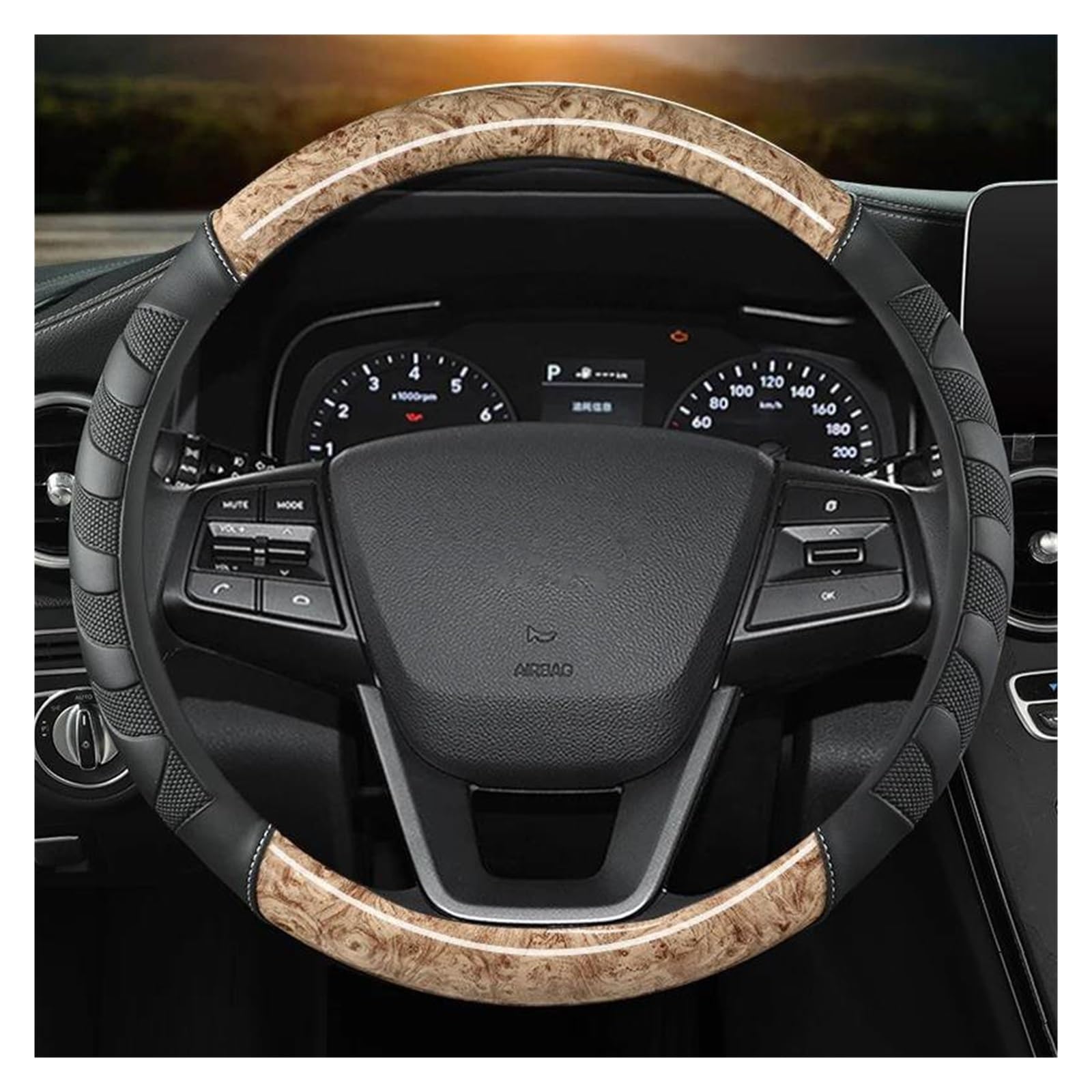 Auto Lenkradbezug Auto Lenkrad Abdeckungen 38cm Für Hyundai i30 Für Creta Für Tucson ix35 Für Kona i40 Für Palisade Auto Zubehör Lenkrad Abdeckung(BEIGE O) von YSQOFDNFD