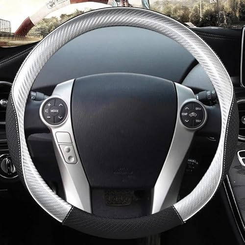 Auto Lenkradbezug Carbon Fiber + Leder Auto Lenkrad Abdeckung Für Toyota Für Prius C(US) V(US) 2012-2017 Lenkrad Abdeckung(Grau) von YSQOFDNFD