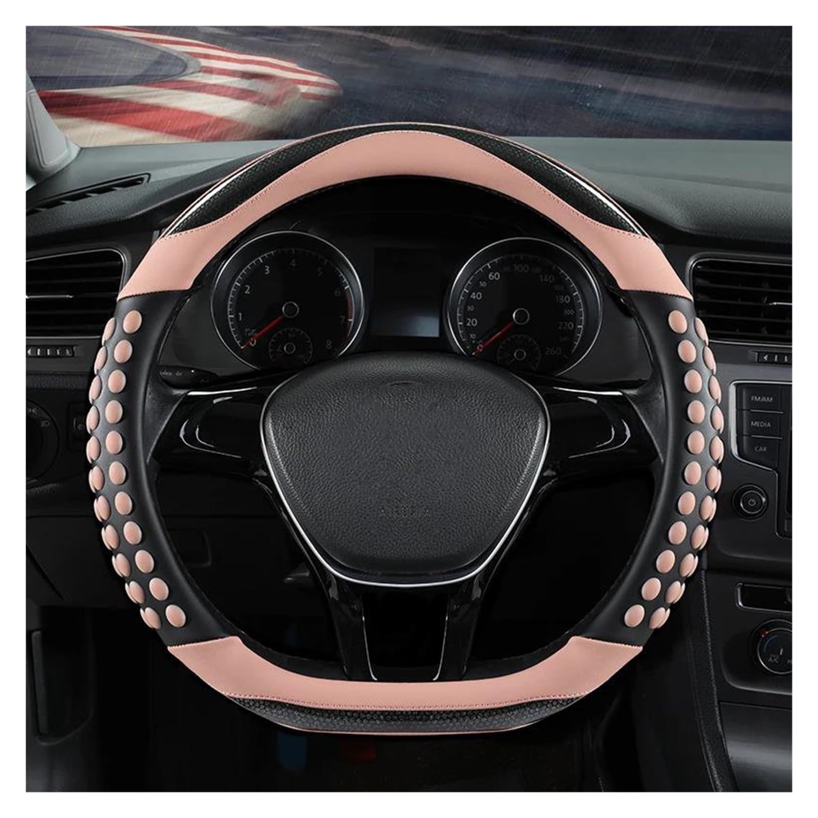 Auto Lenkradbezug D Form Auto Lenkrad Abdeckung Für VW Für Jetta 6 2017-2019 Für Golf 7 Für Scirocco Auto Accesorioss Lenkrad Abdeckung(PINK) von YSQOFDNFD