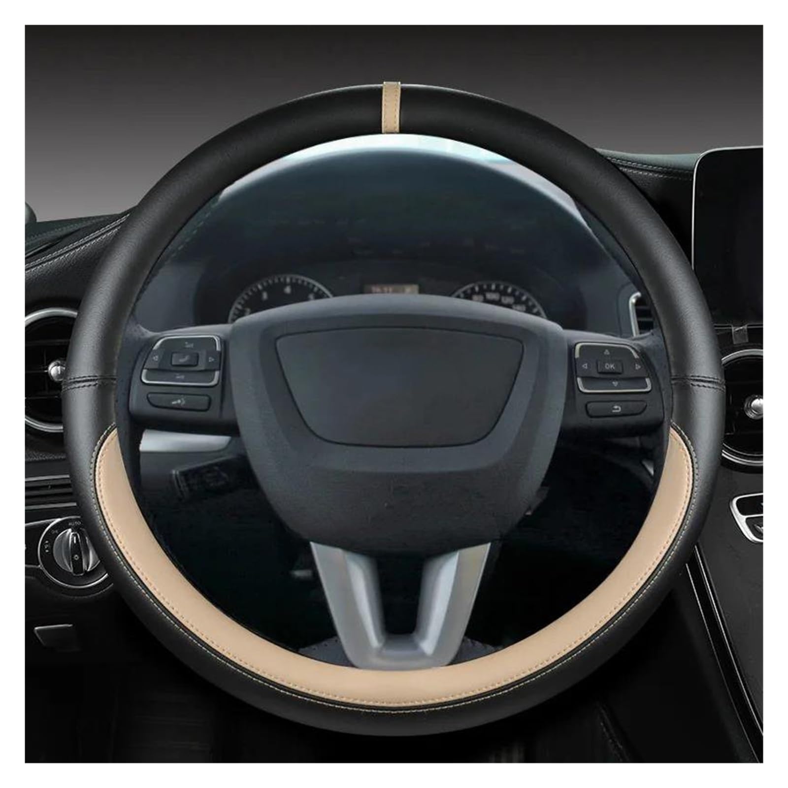 Auto Lenkradbezug PU Leder Auto Lenkrad Abdeckung Für Seat Für Leon 5F Für Mk3 2013-2021 Für Ibiza 6J Für tarraco Lenkrad Abdeckung(BEIGE O) von YSQOFDNFD