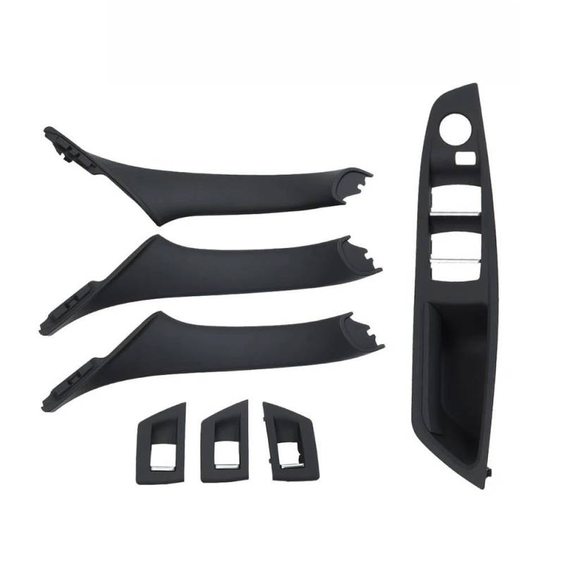 Türgriff Innen Auto-Innentür-Fensterschalter-Abdeckung, Innentürgriff-Panel, für F10 F11 F18 520 523 525 Innenhaltegriff(RHD Black 7pcs) von YSQOFDNFD