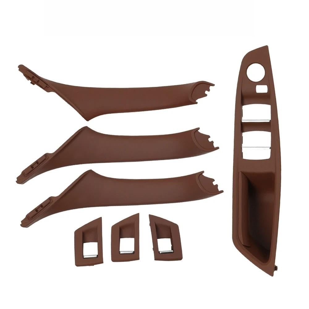 Türgriff Innen Auto-Innentür-Fensterschalter-Abdeckung, Innentürgriff-Panel, für F10 F11 F18 520 523 525 Innenhaltegriff(RHD Brown 7pcs) von YSQOFDNFD