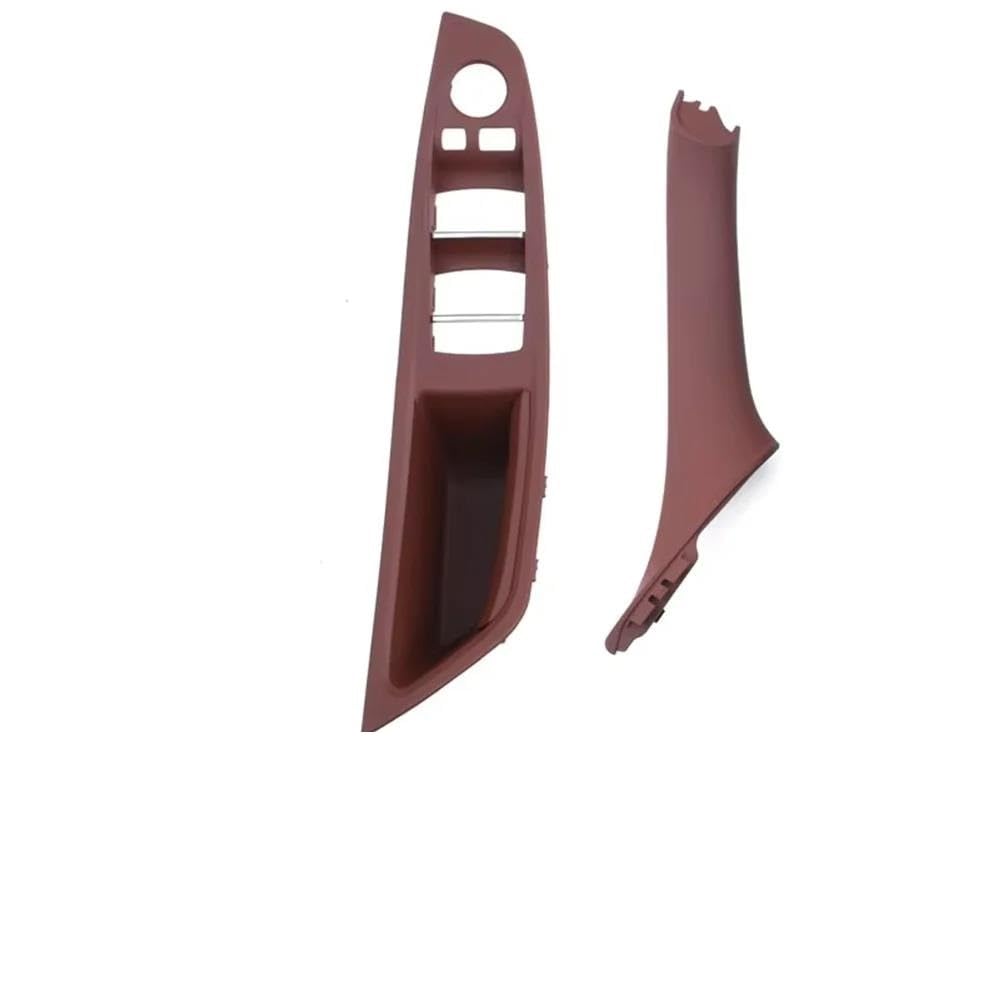 Türgriff Innen LHD Auto Tür Armlehne Panel Trim Pull Griff Set Für 5 Series F10 F11 F18 520i 523i 525i 528i Innenhaltegriff(Red Brown LHD 2PCS) von YSQOFDNFD