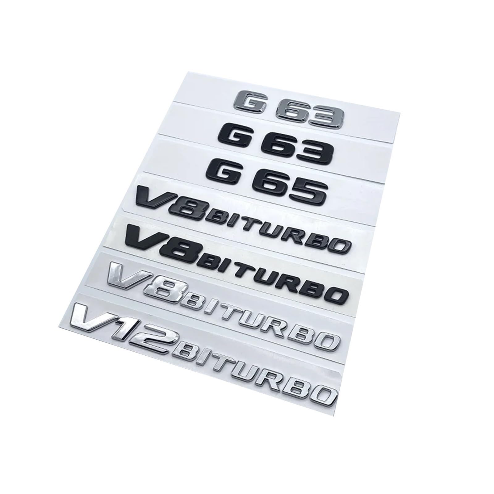 YSRWTBBA 2017 Flache Buchstaben G63 G65 V8 Biturbo V12 Biturbo Emblem Kompatibel mit W463 Auto Seite Kofferraum Typenschild Logo Aufkleber, einfach abziehen und abzi(Glossy bla von YSRWTBBA