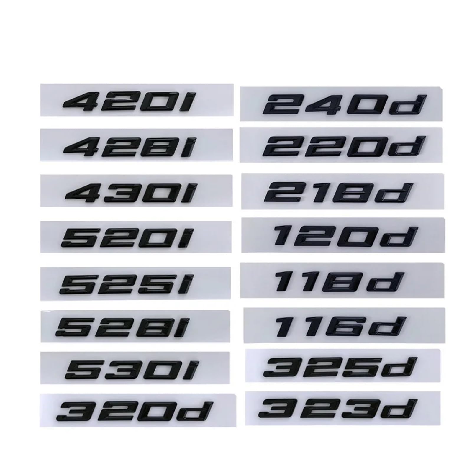 YSRWTBBA 3D ABS Logo 118d 120d 220d 316d 318d 320d 330d 340d 420d 530d 535d Buchstaben Auto Kofferraum Aufkleber for E90 E92 E46 F30 G20 Zubehör, einfach abziehen und abzi(Glos von YSRWTBBA
