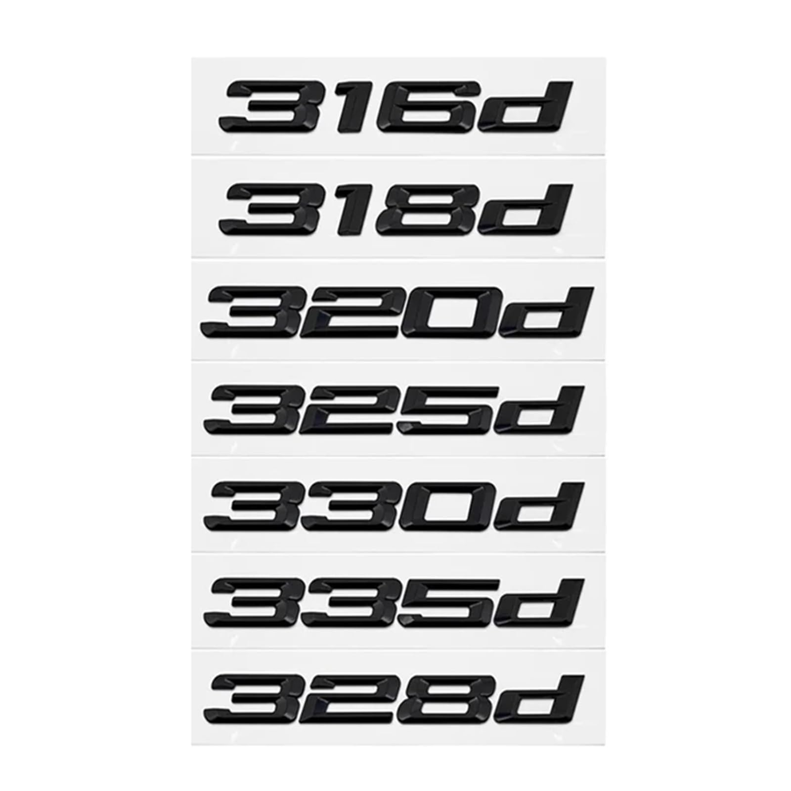 YSRWTBBA 3D-ABS-Schwarz-Logo 316d 318d 325d 330d 335d 320d Emblem-Buchstaben-Aufkleber Kofferraum-Abzeichen Kompatibel mit E46 E60 E90 E91 F30 Zubehör, einfach abziehen und abz von YSRWTBBA