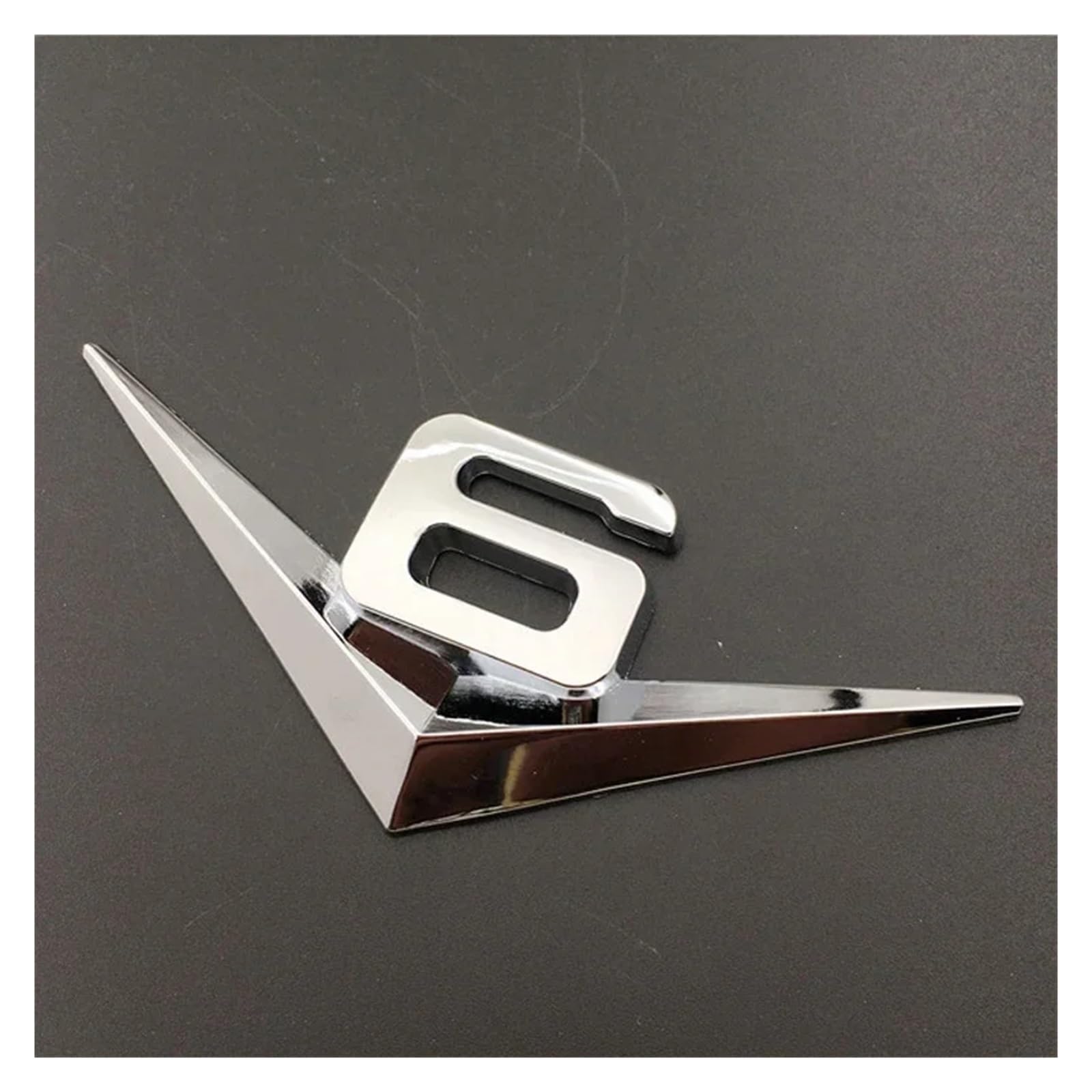 YSRWTBBA 3D-Metall-Chrom-Schwarz-V6-V8-Buchstaben Heckklappen-Emblem-Aufkleber Kompatibel mit Autozubehör, einfach abziehen und abzi(V6 Silver) von YSRWTBBA