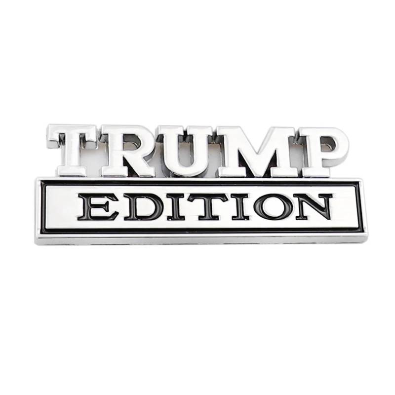 YSRWTBBA 3D TRUMP Edition Brief Metallbeschriftung Auto Modifikation Blatt Platte Auto Logo Heckbox Legierung Beschriftung Auto Aufkleber Zubehör, einfach abziehen und abzi(Sil von YSRWTBBA