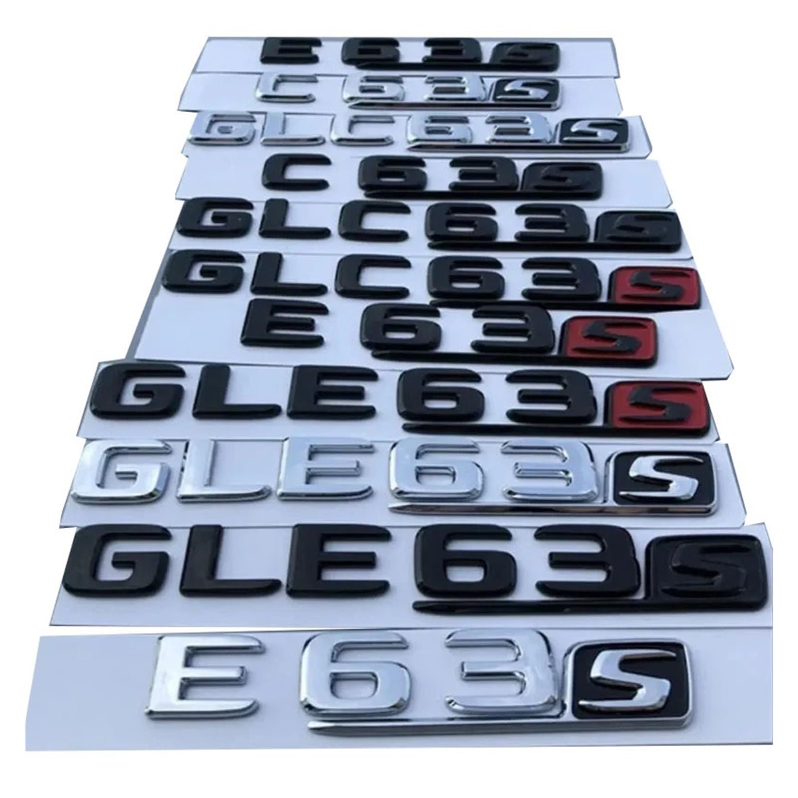 YSRWTBBA C63S E63S GLC63S GLE63S A45 C63 Buchstaben-Logo-Autoaufkleber Kompatibel mit AC E-Klasse Modifiziertes Zubehör Dekorativer Aufkleber, einfach abziehen und abzi(Silver, von YSRWTBBA