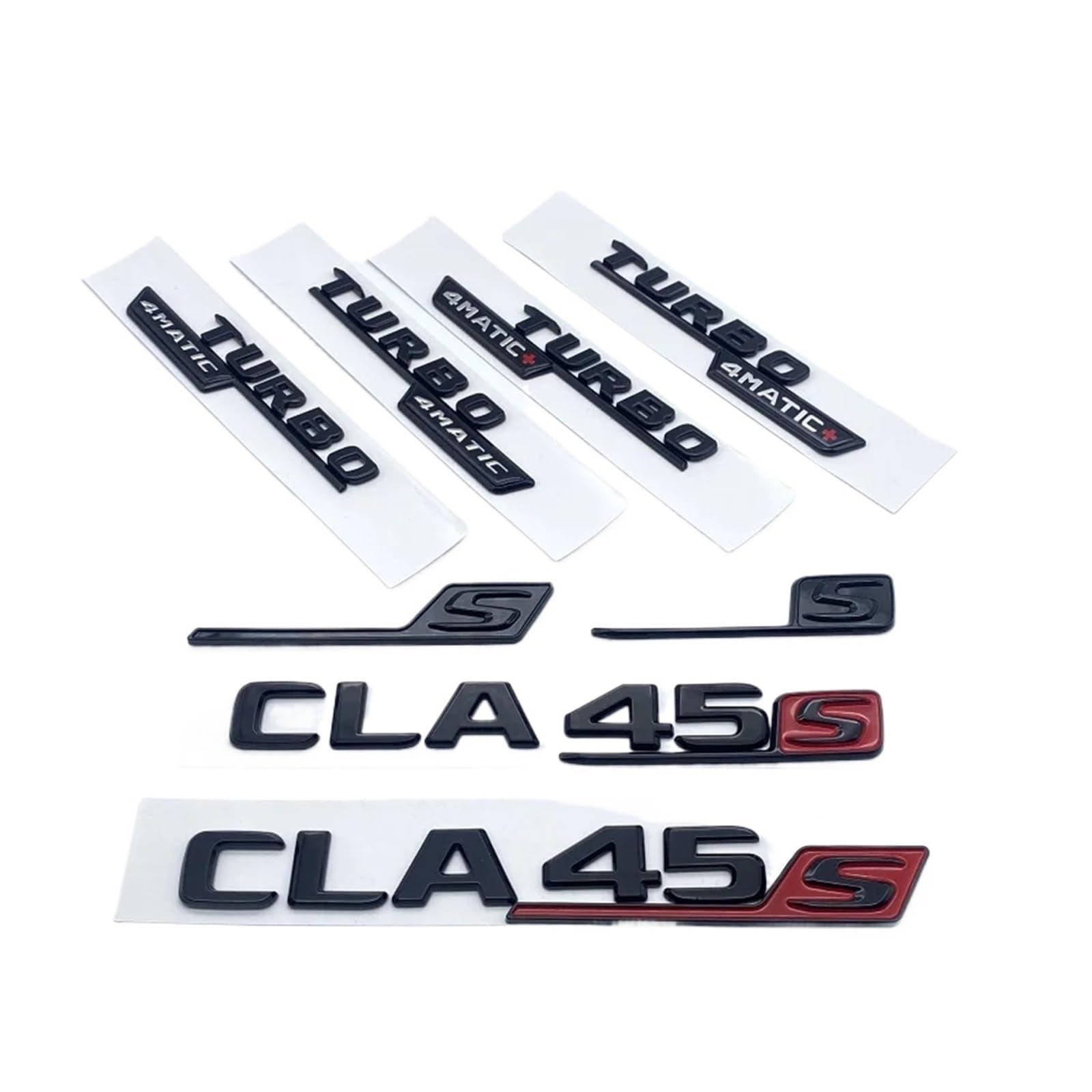 YSRWTBBA Emblem mit glänzenden schwarzen Buchstaben und Zahlen, CLA45, CLA45S Turbo 4matic, kompatibel mit Kofferraum, Heckklappe, C118, W117, Logo-Aufkleber, einfach abziehen von YSRWTBBA