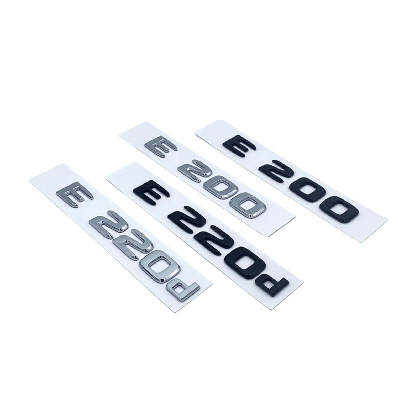 YSRWTBBA Schwarze, Silberne Buchstaben E200 E260 E300 E400 E220d E350e E300de 4Matic ABS-Emblem, kompatibel mit W213-Kofferraum-Logo-Aufkleber, einfach abziehen und abzi(Glossy von YSRWTBBA