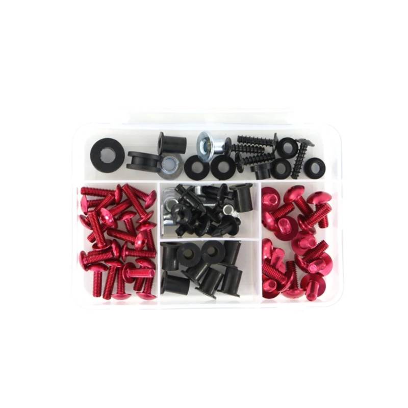 Motorrad Schrauben Muttern Für CBR600RR 2003 2004 2005 2006 Motorrad Komplettes Vollverkleidungsschrauben-Kit Schraube Windschutzscheibe Für Bolzenclips Motorradschrauben Schrauben Muttern(Red) von YSSLYEU