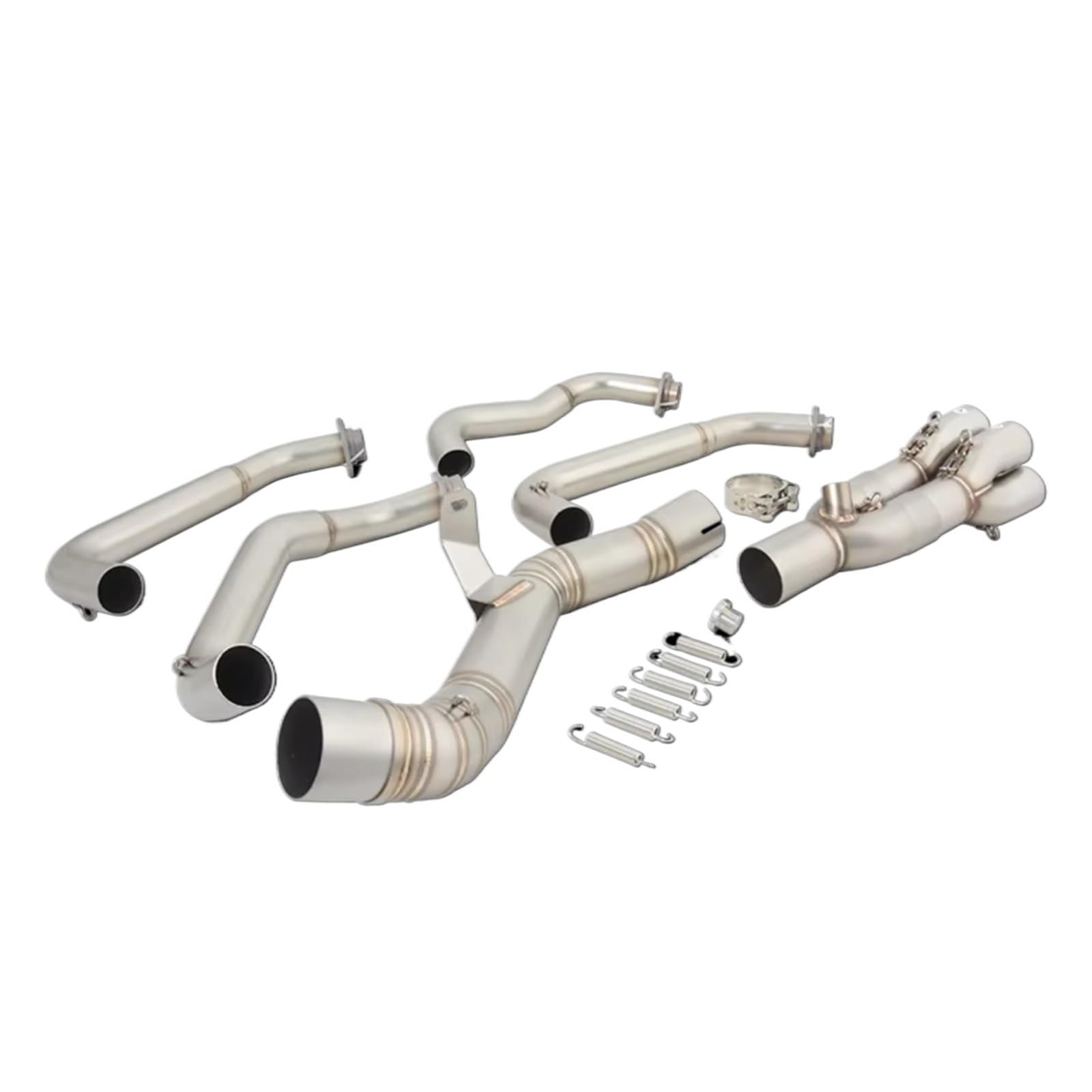 YSSLYEU Motorrad Auspuffrohr Für Ninja Für Z900 A2 2017 2018 2019 2020 2021 2022 2023 2024 Motorradauspuff Fluchtsystem Header Front Link Rohranschluss 51mm Schalldämpfer(Silver) von YSSLYEU