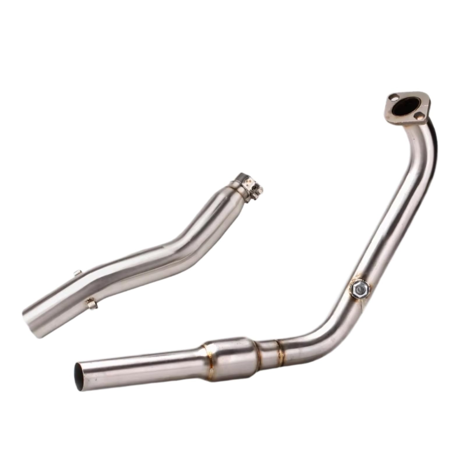 YSSLYEU Motorrad Auspuffrohr Kompatibel Mit Yamaha Für YZF-R15 R125 V3 V4 MT-15 2018–2023 Motorrad-Auspuffrohr Für Escape Slip On Front Middle Link Pipe Passend Für 51 Mm Schalldämpfer(Silver) von YSSLYEU