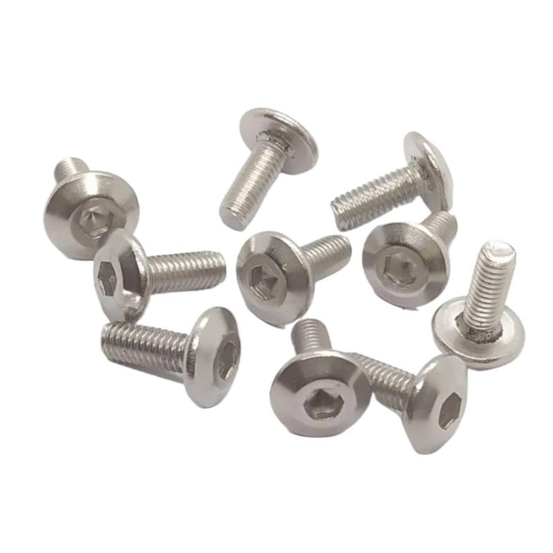 YSSLYEU Motorrad Schrauben Muttern 10 Stück General Parts Edelstahl Groß Für Flachkopf-Innensechskantschrauben M6 M6 X 16 Mm Für Motorrad-Moped-Roller-Heckplatten von YSSLYEU