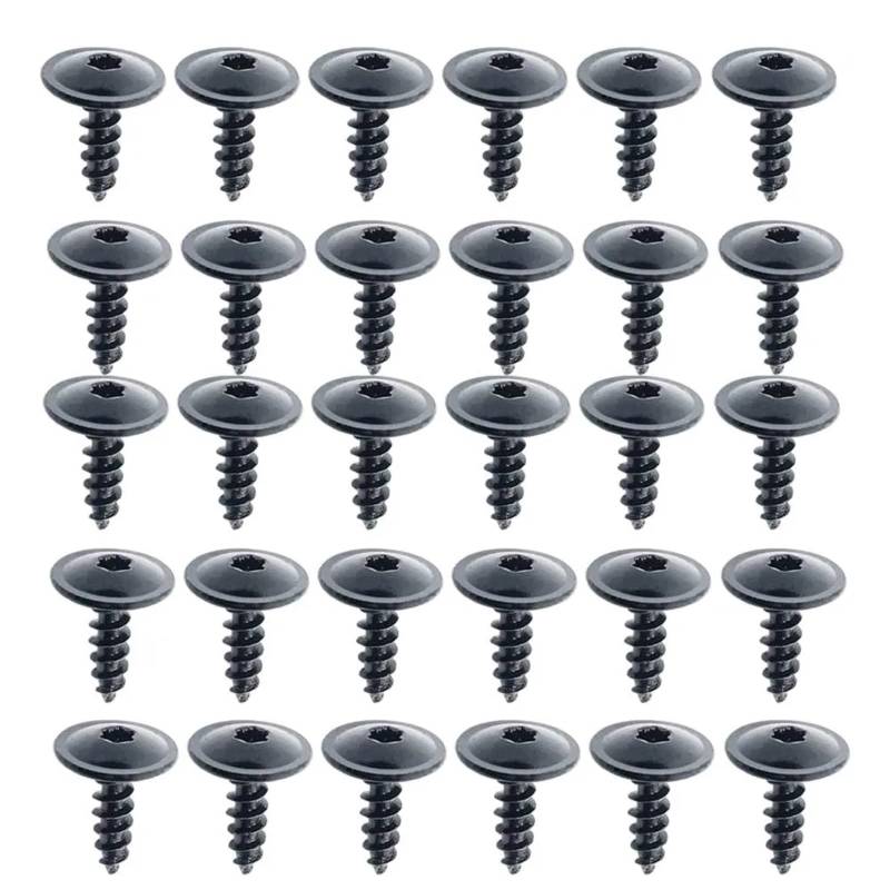 YSSLYEU Motorrad Schrauben Muttern 10 Stück General Parts Schwarze Selbstschneidende Innensechsrundschrauben M4.8 Mit Großem Kopf Für Auto-Motorrad-Stoßfänger-Kotflügel-Motorschutz(30pcs) von YSSLYEU