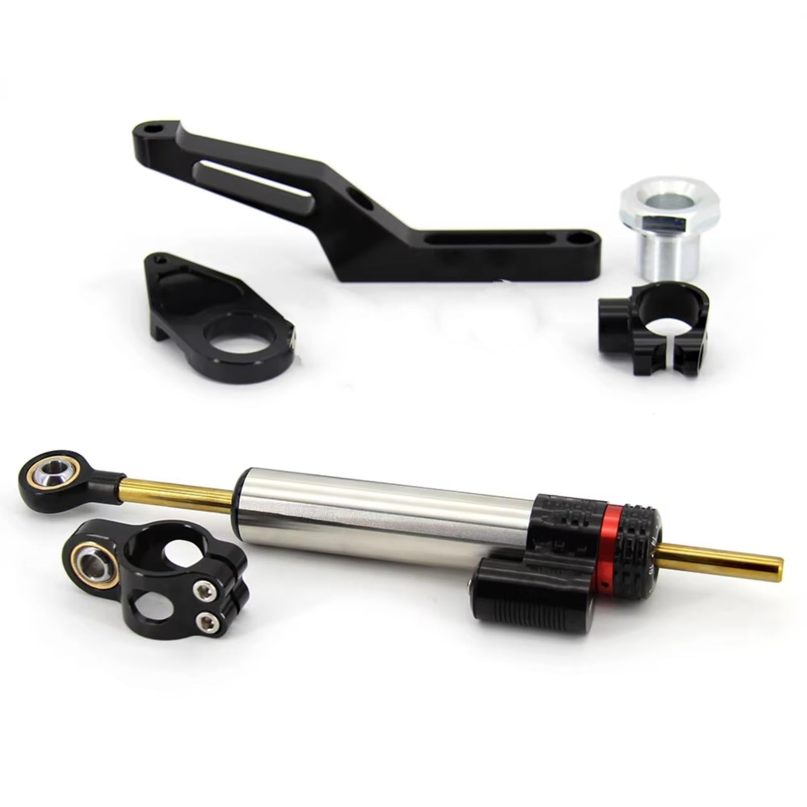 YSSLYEU Stabilisator Lenkungs Kompatibel Mit Für ZX6R Für ZX-6R 2009–2019 2018 2017 2016 2015 2014 2013 2012 Motorradlenkung Stabilisierungsdämpfer Halterungssatz(Black) von YSSLYEU