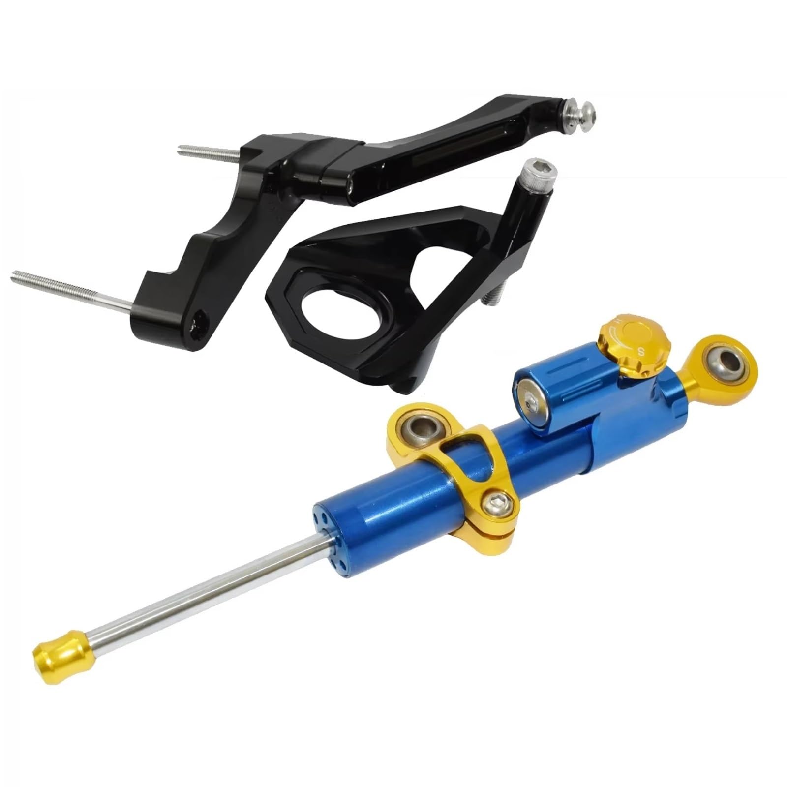 YSSLYEU Stabilisator Lenkungs Kompatibel Mit Suzuki Für GSXR 600 750 K1 K4 2001–2005 Taorider Moto Motorrad Verstellbarer Lenkungsdämpfer Stabilisator Halterungssatz(Yellow-Blue) von YSSLYEU