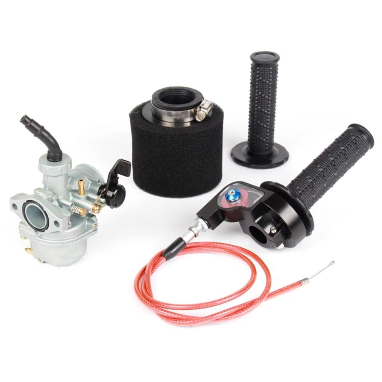 YSSLYEU Vergaseranlagen Für PZ22 Vergaser Mit Luftfilter Visiable Gasgriff Für 110cc Für 125cc Pit Dirt Bike Motorrad ATV 22mm Carb Universal Teile(Black Straight) von YSSLYEU