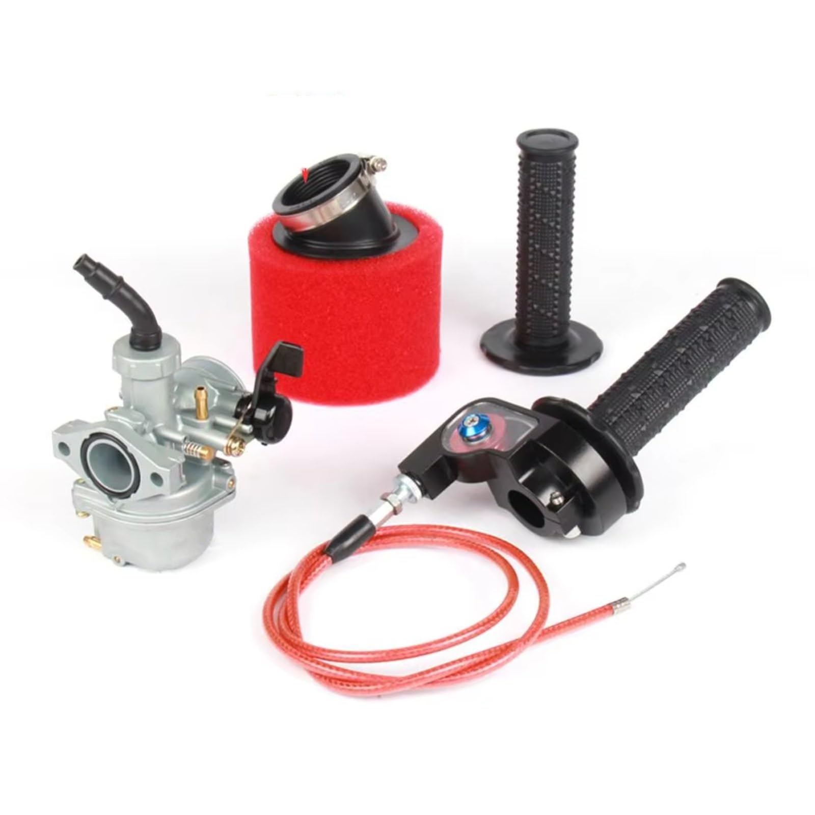 YSSLYEU Vergaseranlagen Für PZ22 Vergaser Mit Luftfilter Visiable Gasgriff Für 110cc Für 125cc Pit Dirt Bike Motorrad ATV 22mm Carb Universal Teile(Red Bent) von YSSLYEU