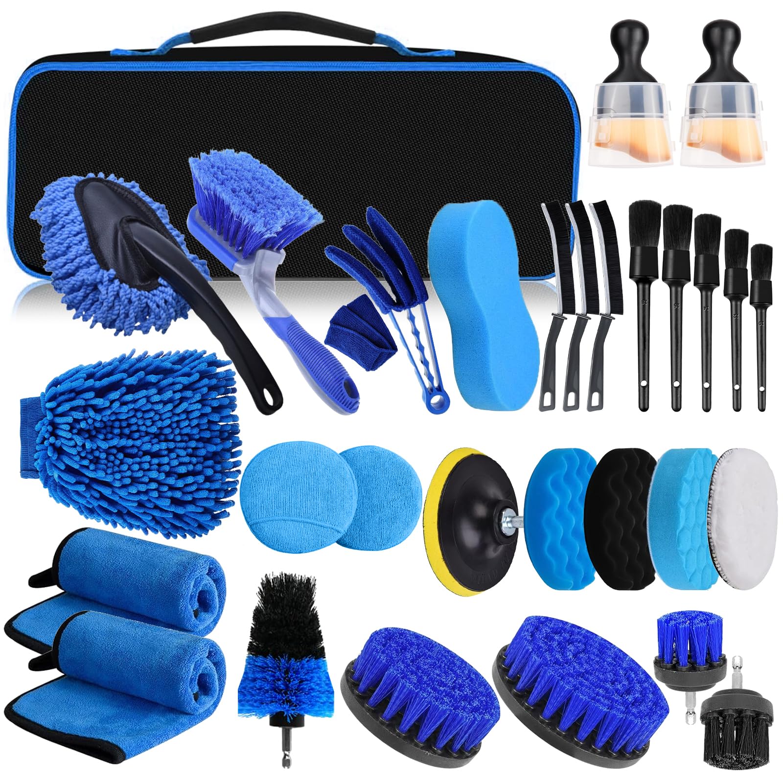 YSWOVUO Auto Reinigungsset, 31 Pcs Autowaschset Auto Set, Auto Putz Set Auto Reinigung Innenraum und Außen, Auto Pflege Set Komplett mit Detailing Pinsel Lüftungsschlitz, Rädern, Haushaltsreinigung von YSWOVUO