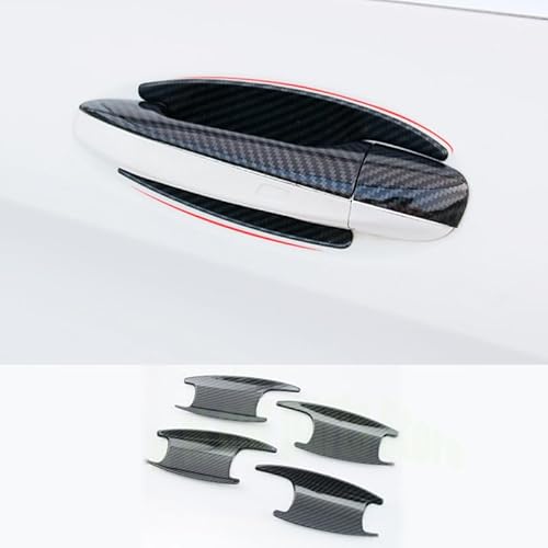 Auto Außentürgriff Fahrertür Auto ABS Chrom Außentürgriff Abdeckung Zieraufkleber/Passend for Mercedes Benz C-Klasse W205 GLC X253 E-Klasse W213 Autozubehör LHD(Carbon fiber bowl) von YTRAVHI