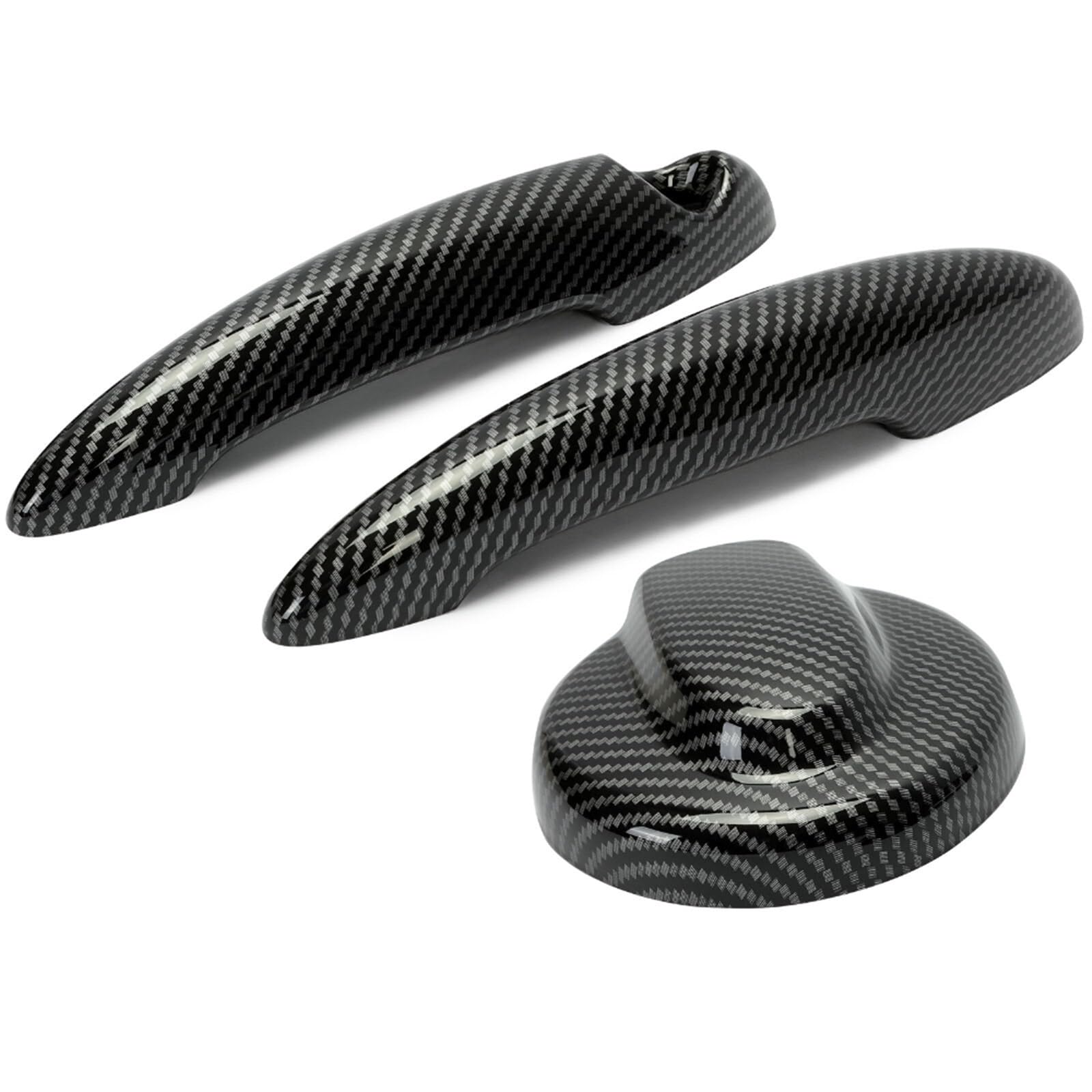 Auto Außentürgriff Fahrertür Auto-Tankdeckel-Abdeckung und 2 Außentürgriff-Abdeckungen in Kohlefaserfarbe/passend for BMW Mini Cooper S R55 R56 2007–2013(Carbon Fiber Pattern) von YTRAVHI